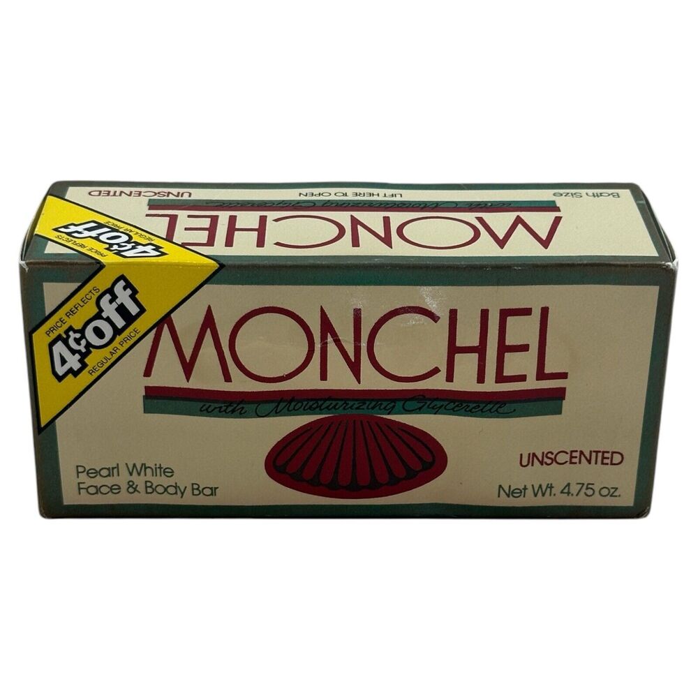 (1) Monchel Unscented Shell Soap 4.75 oz Pearl Face & Body Bar Prop 1982 Vintage